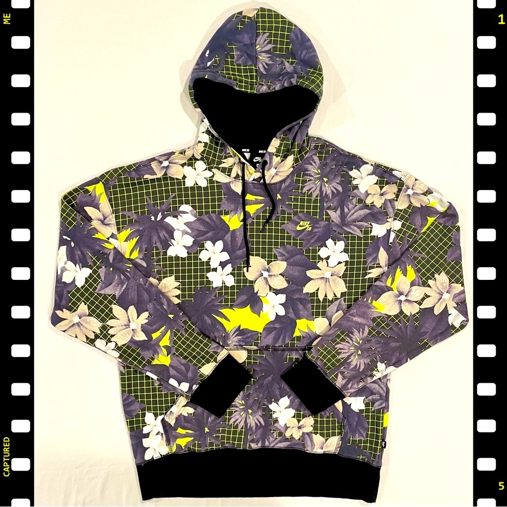 Nike SB Pullover Hoodie Mens Medium Paradise Floral Fleece Hooded Sweatshirt